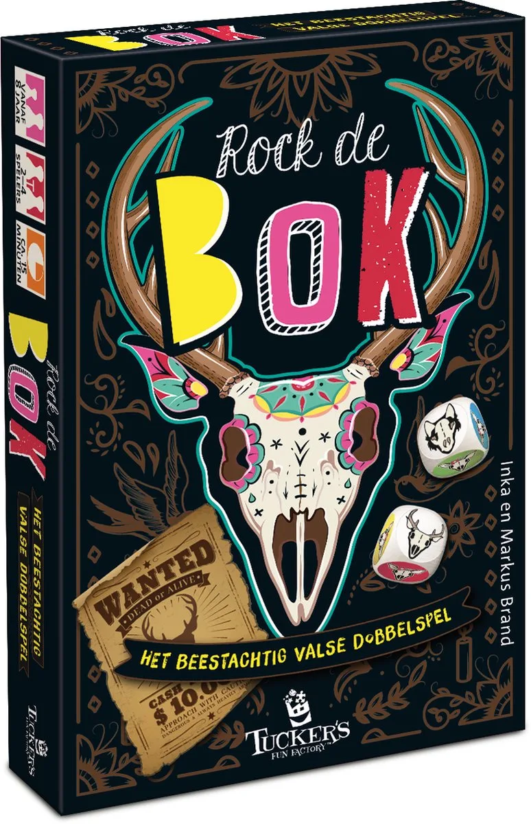 Rock de Bok - Dobbelspel fra Tucker's Fun Factory, Zwart-udgave – æske