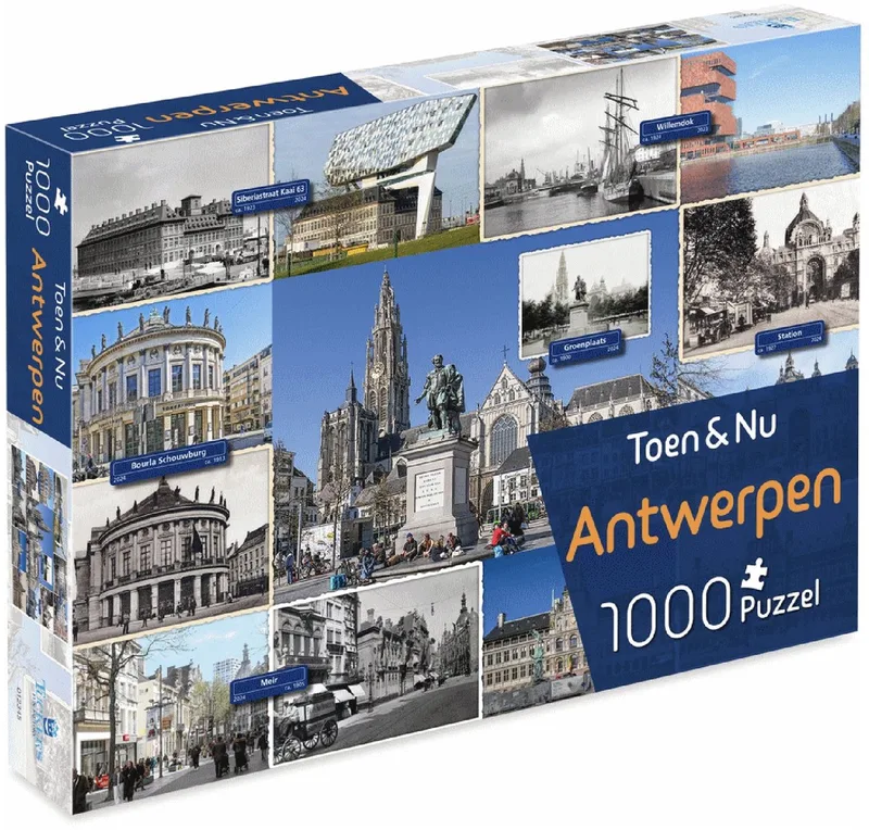 Toen & Nu Puzzel - (door fotograaf Robert Mulder) - 1000 stukjes van Tucker's Fun Factory, editie Antwerpen – doos