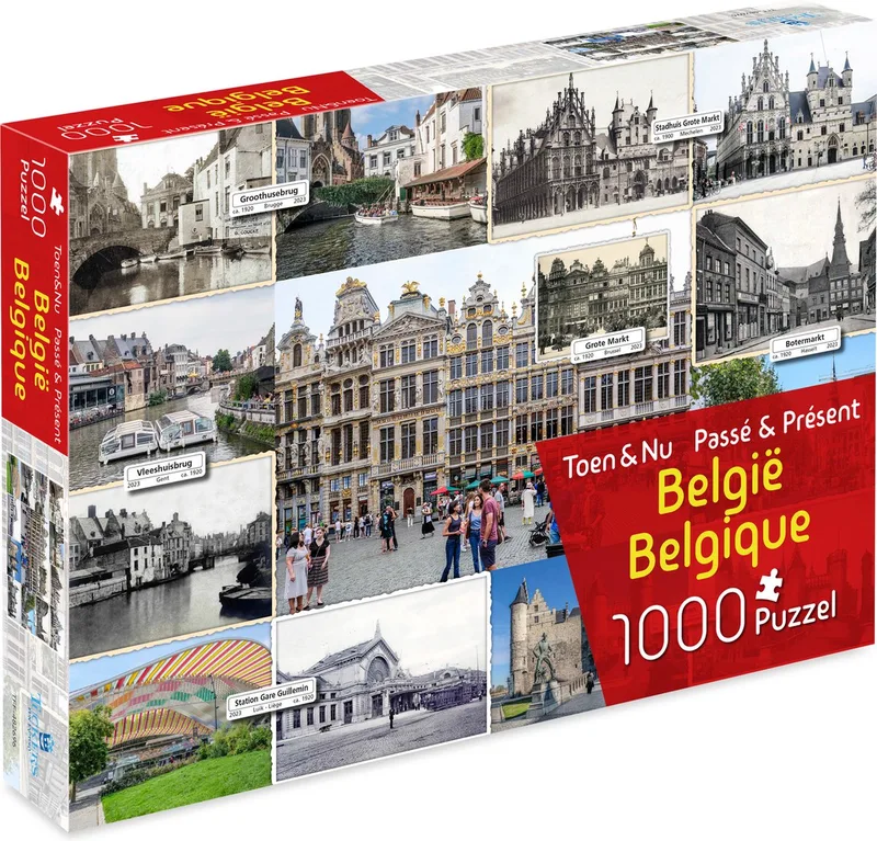 Toen & Nu Puzzel - (door fotograaf Robert Mulder) - 1000 stukjes fra Tucker's Fun Factory, België-udgave – æske