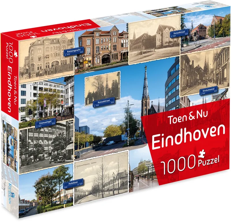 Toen & Nu Puzzel - (door fotograaf Robert Mulder) - 1000 stukjes fra Tucker's Fun Factory, Eindhoven-udgave – æske