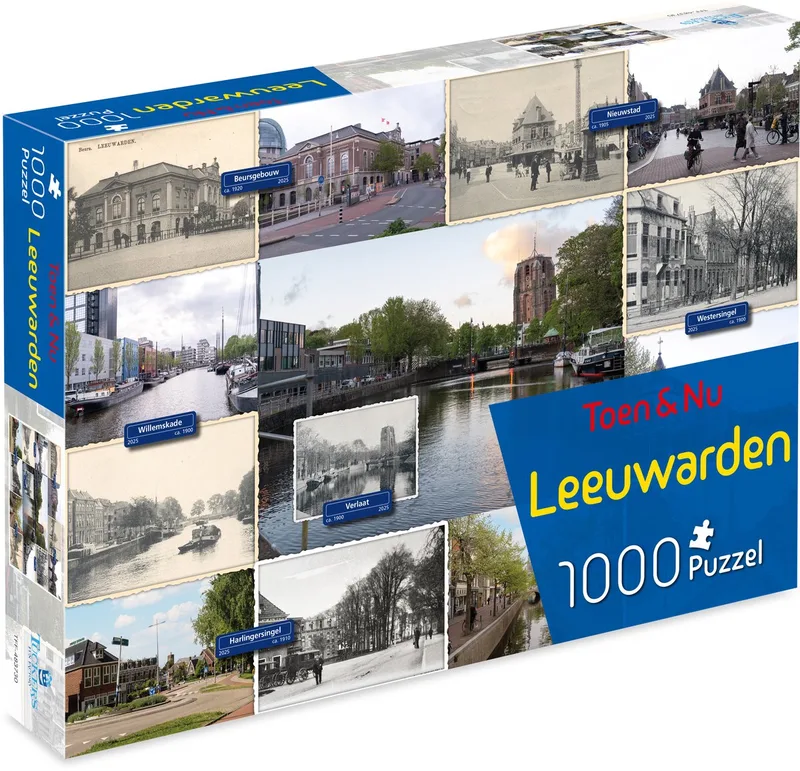 Toen & Nu Puzzel - (door fotograaf Robert Mulder) - 1000 stukjes fra Tucker's Fun Factory, Leeuwarden-udgave – æske