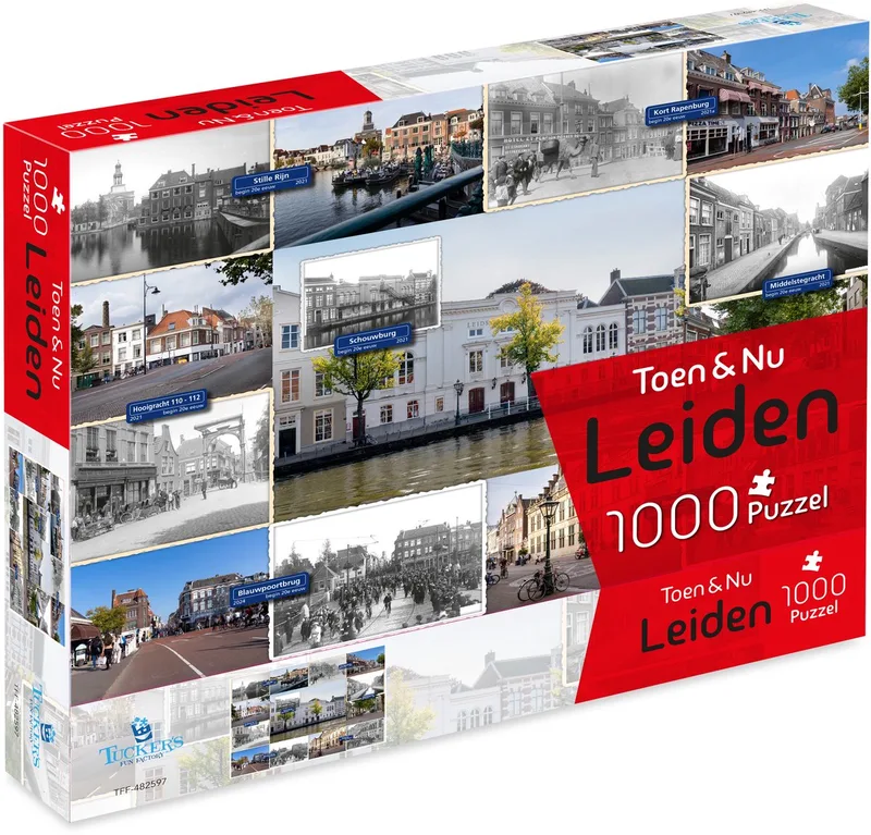Toen & Nu Puzzel - (door fotograaf Robert Mulder) - 1000 stukjes von Tucker's Fun Factory, Ausgabe Leiden – Schachtel