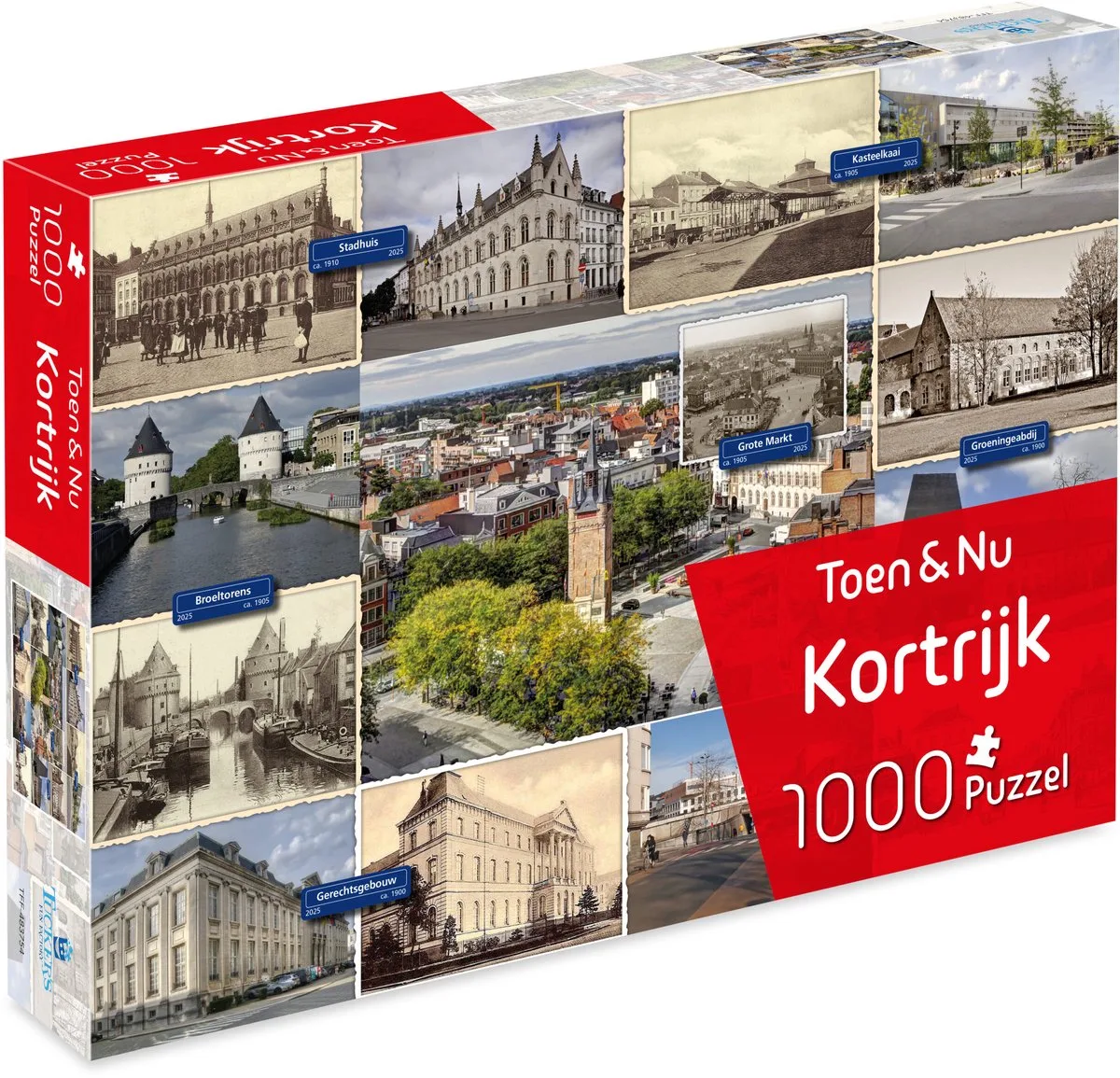 Toen & Nu Puzzel - Kortrijk (door fotograaf Robert Mulder) - 1000 stukjes von Tucker's Fun Factory – Schachtel
