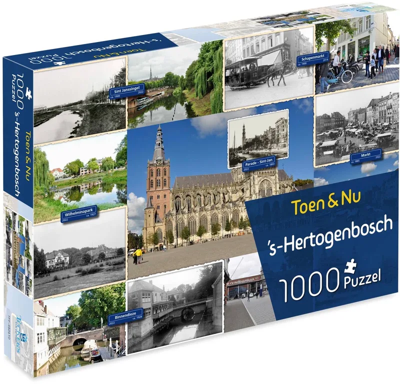 Toen & Nu Puzzel - s-Hertogenbosch (door fotograaf Robert Mulder) - 1000 stukjes from Tucker's Fun Factory, 's-Hertogenbosch edition – box