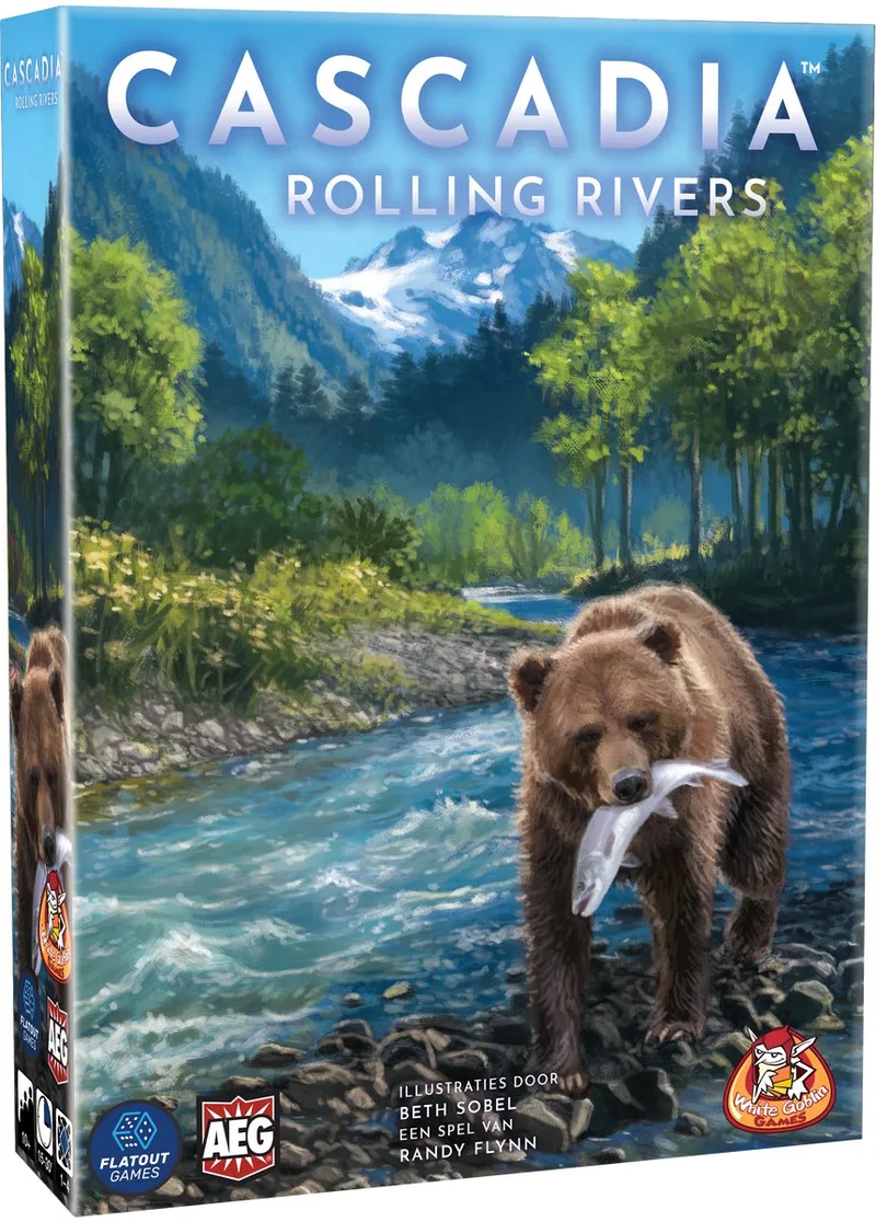 Cascadia: Rolling Rivers - Dobbelspel - 1 tot 4 spelers - Gezelschapsspel - Natuur & Strategie - Flip-Roll-and-Write spel från White Goblin Games – kartong
