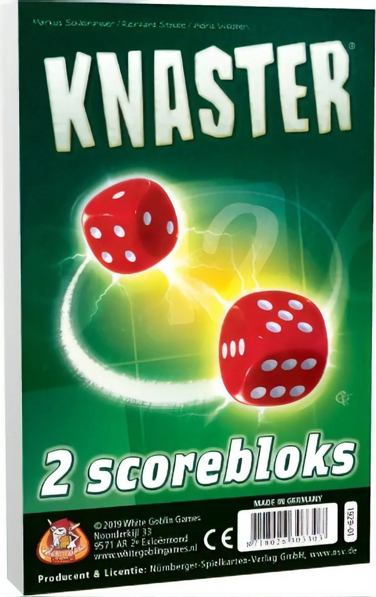 Knaster Bloks (extra scorebloks) - Dobbelspel - 1 tot 15 spelers - Extra aanvulblok - Met een groep of solo - Roll & Write from White Goblin Games – box
