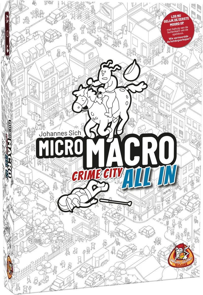 MicroMacro: Crime City - all-in - Coöperatiefspel - 1 tot 4 spelers - Samenwerken - los nu 16 misdaden op - Vanaf 10 jaar fra White Goblin Games – æske