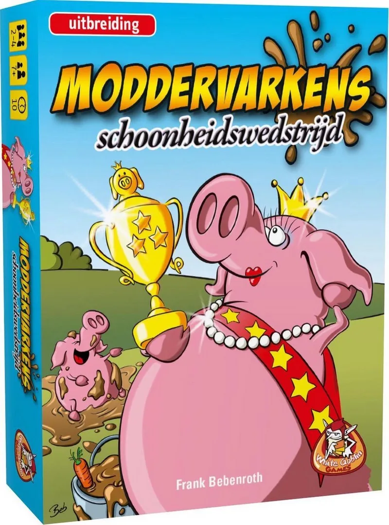 Moddervarkens: schoonheidswedstrijd - kinderspel - 2 tot 4 spelers - 10 minuten - Vanaf 7 jaar from White Goblin Games – box