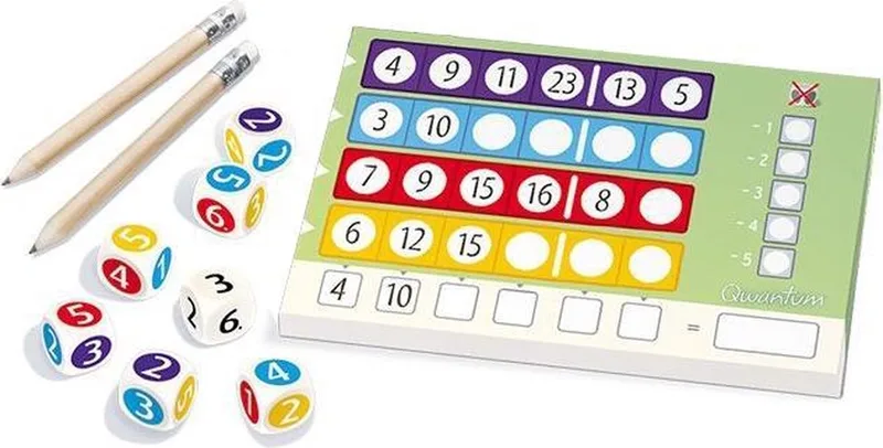 Qwantum bloks (extra scorebloks) - Dobbelspel - 2 tot 4 spelers - Familiespel - Vanaf 6 jaar - Uitbreiding from White Goblin Games, Meerdere kleuren edition – box