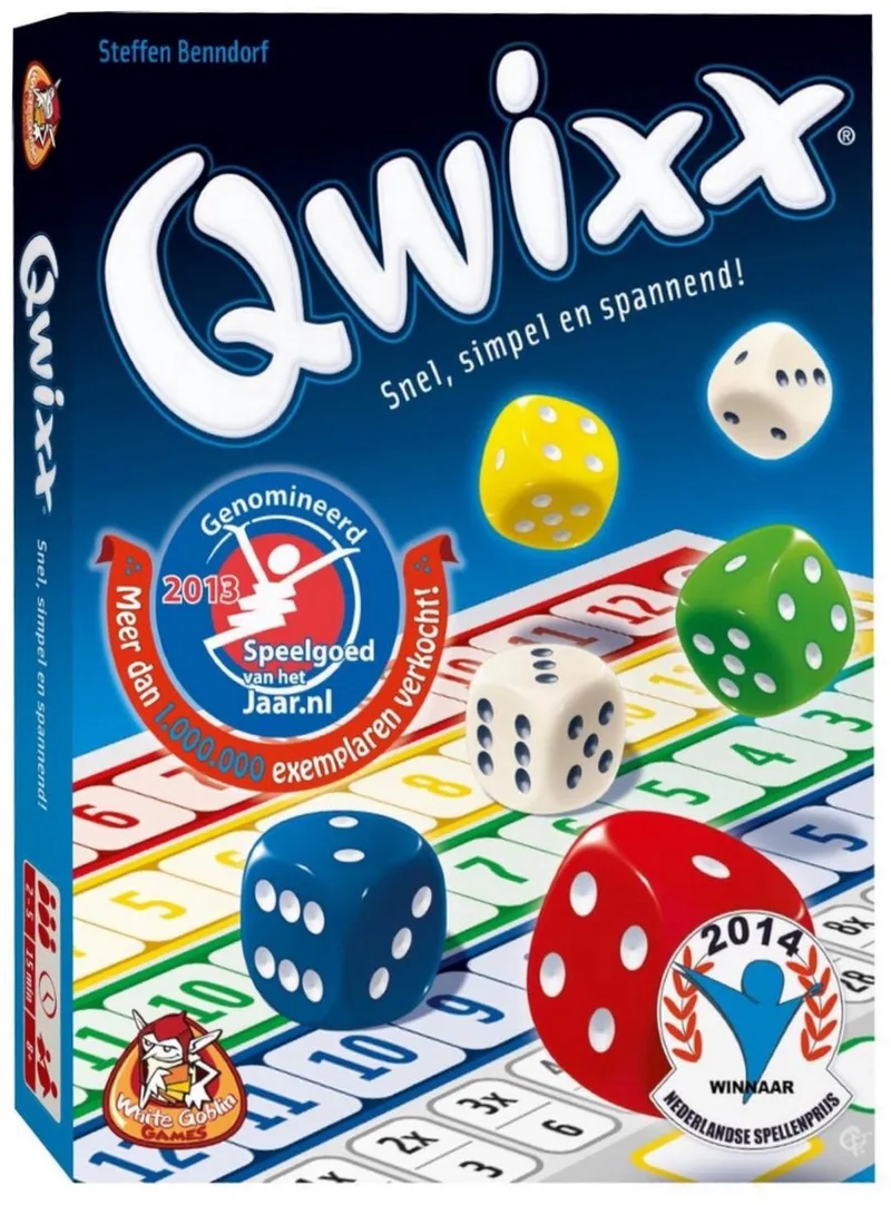 Qwixx - Dobbelspel - 2 tot 5 spelers - Voor de hele familie - Gezelschapsspel - Klein cadeautje de White Goblin Games, édition Meerdere kleuren – boîte