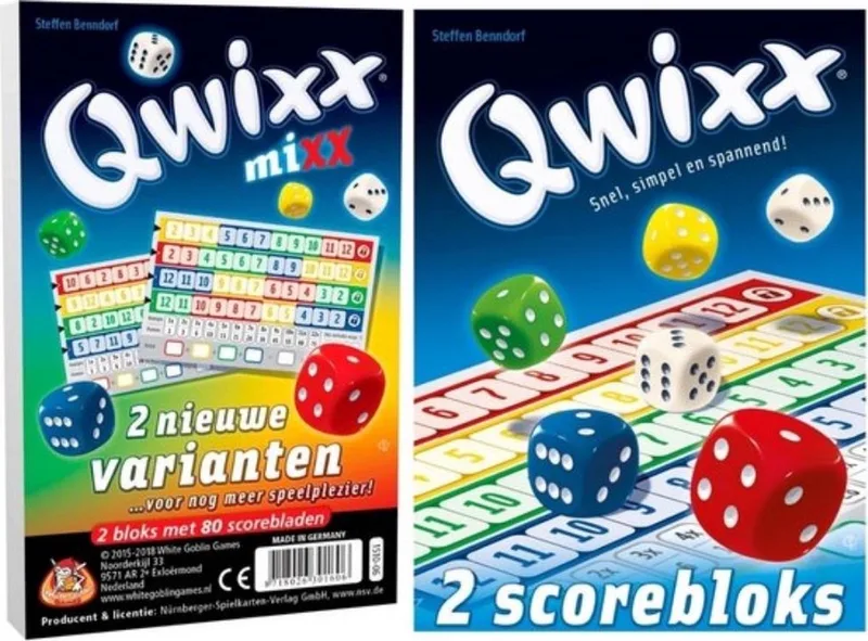 Qwixx - Uitbreidingsset scoreblokken - 2 extra scorebloks & mixx de White Goblin Games, édition Multi – boîte