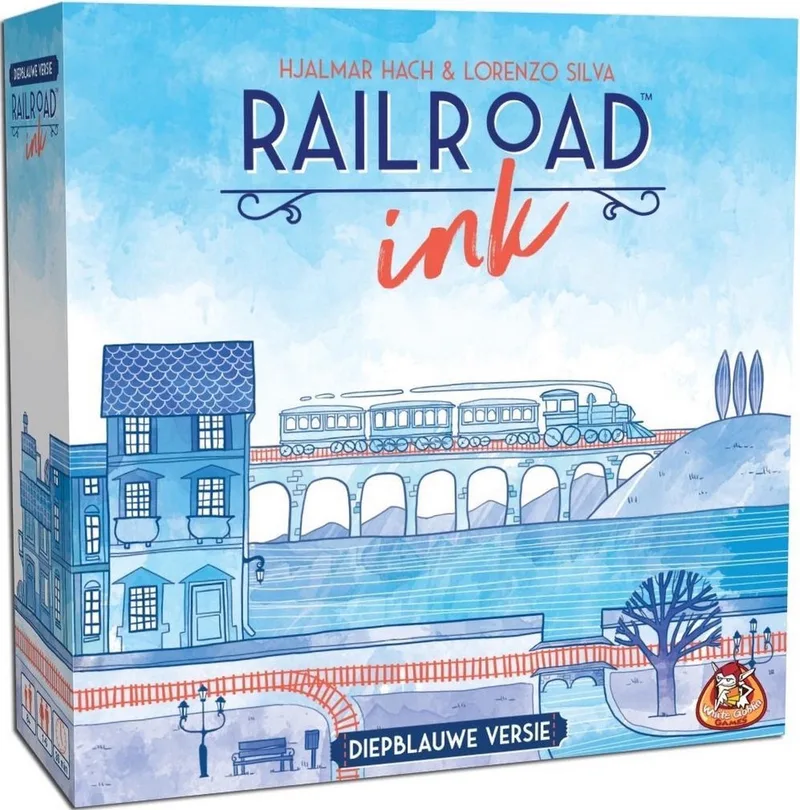 Railroad Ink (Diepblauwe versie) - Dobbelspel - 1 tot 6 spelers - Roll & Write - Puzzelspel - Voor de hele familie fra White Goblin Games, Meerdere kleuren-udgave – æske
