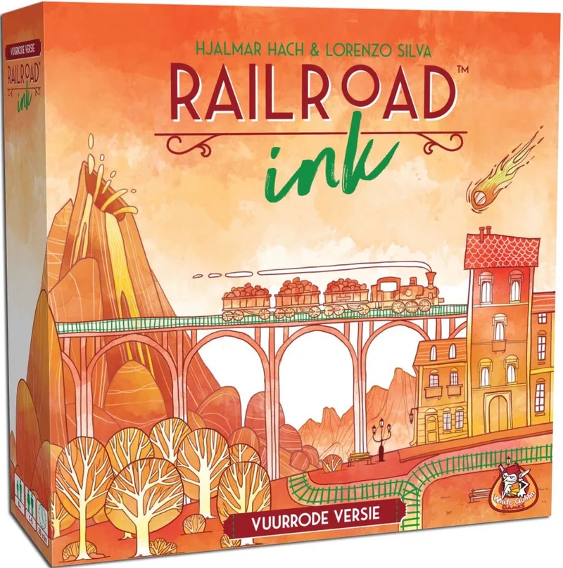Railroad Ink (Vuurrode versie) - Dobbelspel - 1 tot 6 spelers - Roll & Write - Puzzelspel - Voor de hele familie de White Goblin Games, édition Meerdere kleuren – boîte