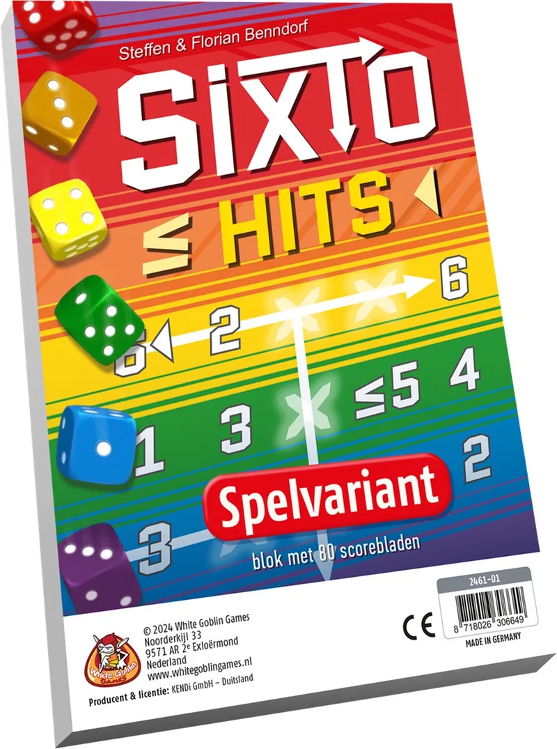 Sixto: Hits - Dobbelspel - 1 tot 6 spelers - Uitbreiding - nieuwe mogelijkheden tot scoren - Voor rekenplezier de White Goblin Games, édition Meerdere kleuren – boîte