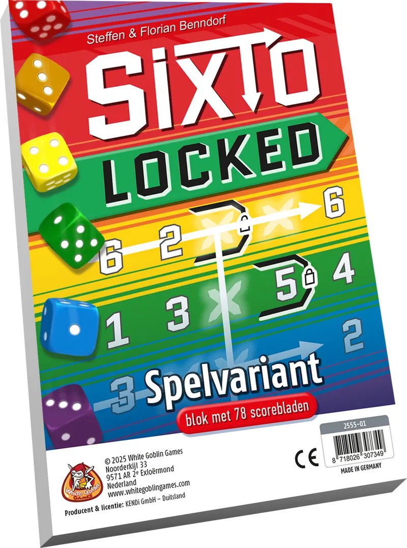 Sixto: Locked - Dobbelspel - 1 tot 6 spelers - Gezelschapsspel - nieuwe mogelijkheden tot scoren - Uitbreiding from White Goblin Games, Meerdere kleuren edition – box