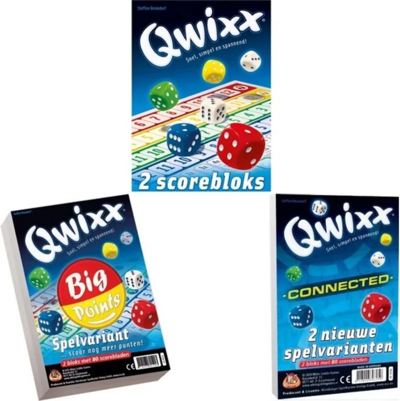 Spellenbundel - 3 stuks - Dobbelspel - Qwixx scoreblocks & Qwixx Big Points & Qwixx Connected van White Goblin Games, editie Multi – doos