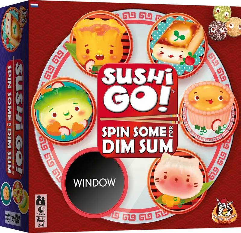 Sushi Go! Spin Some for Dim Sum - familiespel - 2 tot 6 spelers - 20 minuten - Vanaf 8 jaar - Met squishy from White Goblin Games – box