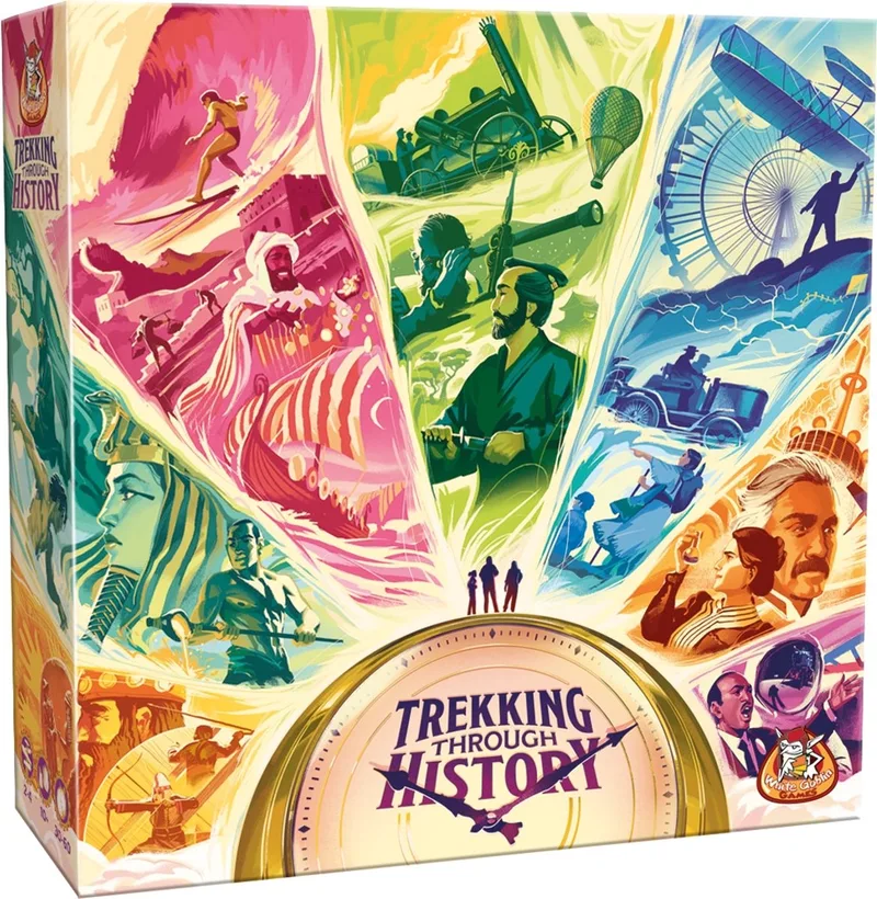 Trekking through History - familiespel - 2 tot 4 spelers - 30 minuten - Vanaf 10 jaar - Maak een reis door de tijd von White Goblin Games – Schachtel