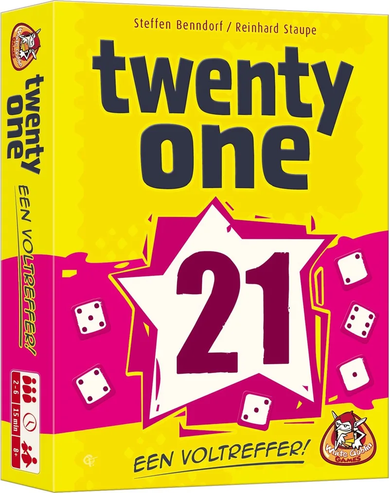 Twenty One (21) - Dobbelspel - 2 tot 6 spelers - Gezelschapsspel - Voor de hele familie - Vanaf 8 jaar van White Goblin Games, editie Meerdere kleuren – doos