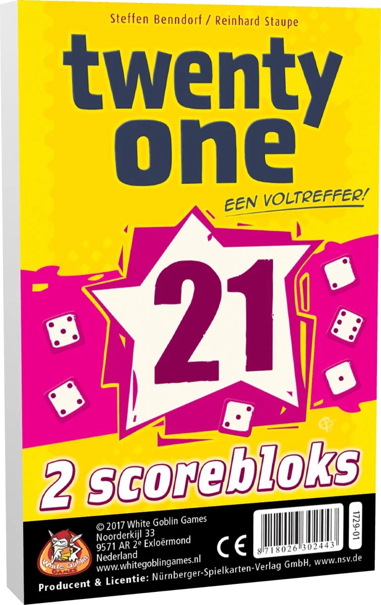 Twenty One Scorebloks - Uitbreiding voor dobbelspel - 8+ jaar fra White Goblin Games, Multikleur-udgave – æske