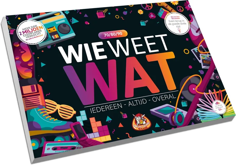 Wie Weet Wat: 70/80/90 - Partyspel - 2 tot 10 spelers - Speelt snel en de uitleg is nóg sneller - Wie Weet Wat speel je altijd, met iedereen en overal - Ideaal cadeau fra White Goblin Games, Meerdere kleuren-udgave – æske