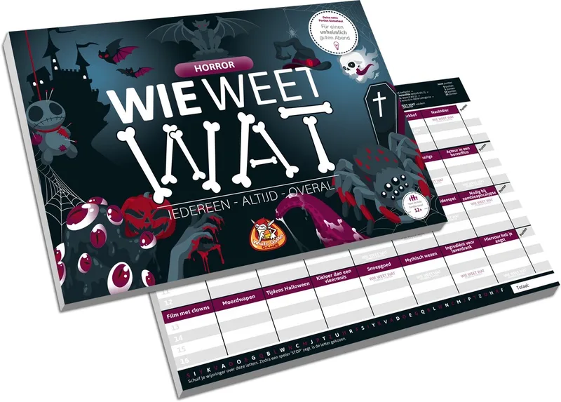Wie Weet Wat: Horror - Partyspel - 2 tot 10 spelers - Speelt snel en de uitleg is nóg sneller - Wie Weet Wat speel je altijd, met iedereen en overal - Ideaal cadeau fra White Goblin Games, Multicolor-udgave – æske