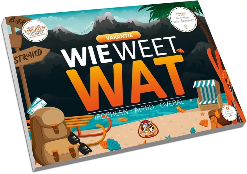 Wie Weet Wat: Vakantie - Partyspel - 2 tot 10 spelers - Speelt snel en de uitleg is nóg sneller - Wie Weet Wat speel je altijd, met iedereen en overal - Ideaal cadeau fra White Goblin Games, Multicolor-udgave – æske