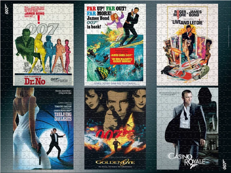 James Bond Puzzel - 1000 stukjes - Alle Debuut Posters van Winning Moves, editie Meerkleurig – doos