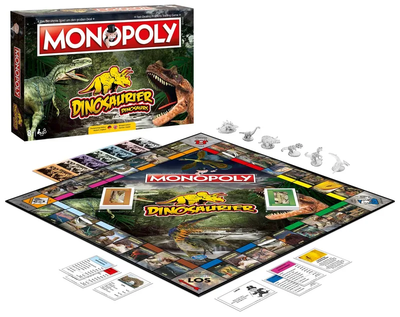 Spiel Monopoly Dinosaurier, Brettspiel, Zweisprachig (Deutsch & Englisch) van Winning Moves, editie Beige – doos