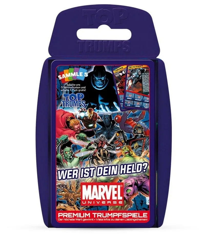 Spiel Top Trumps - Marvel Universe, Quartett von Winning Moves, Ausgabe Blau – Schachtel