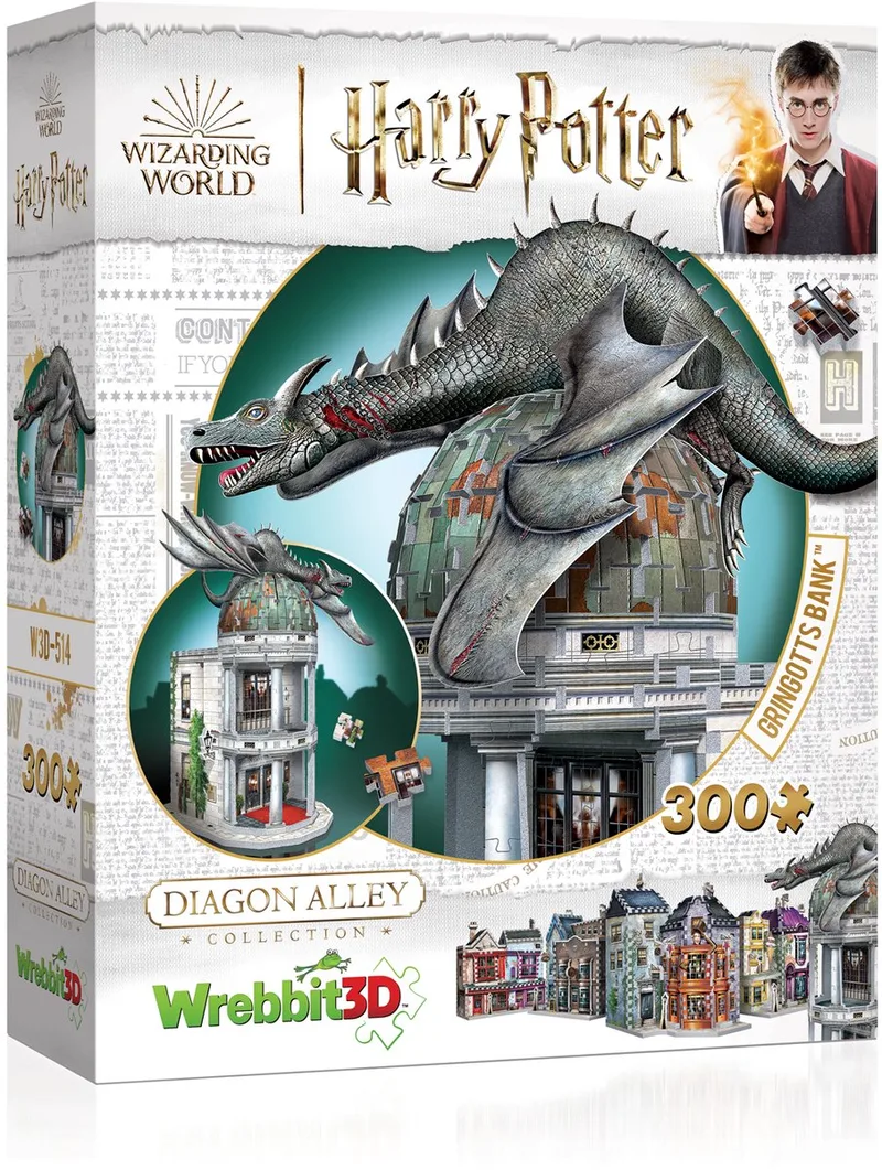 Gringotts Bank - Harry Potter - 3D Puzzel - 300 stukjes fra Wrebbit, Hvid-udgave – æske