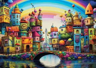 Rainbow City - 1000 pièces van Yazz Puzzle – doos 1 van 2