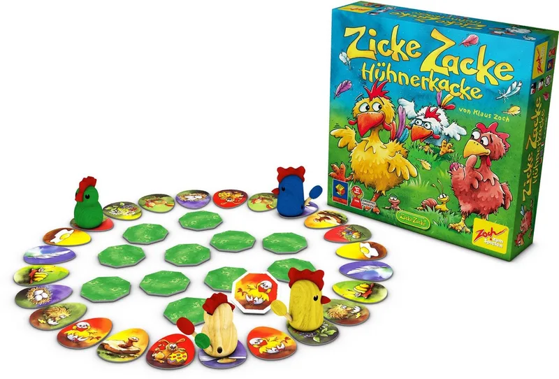 Spiel Zicke Zacke Hühnerkacke, Made in Germany fra Zoch, Bunt-udgave – æske