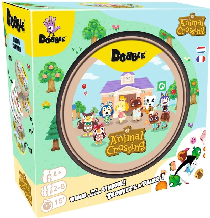 Dobble: Animal Crossing | Nederlands/Frans | Observatie- en Reactiespel | 2 tot 8 Spelers | Vanaf 6 Jaar | 15 Minuten Speelduur van Zygomatic – doos