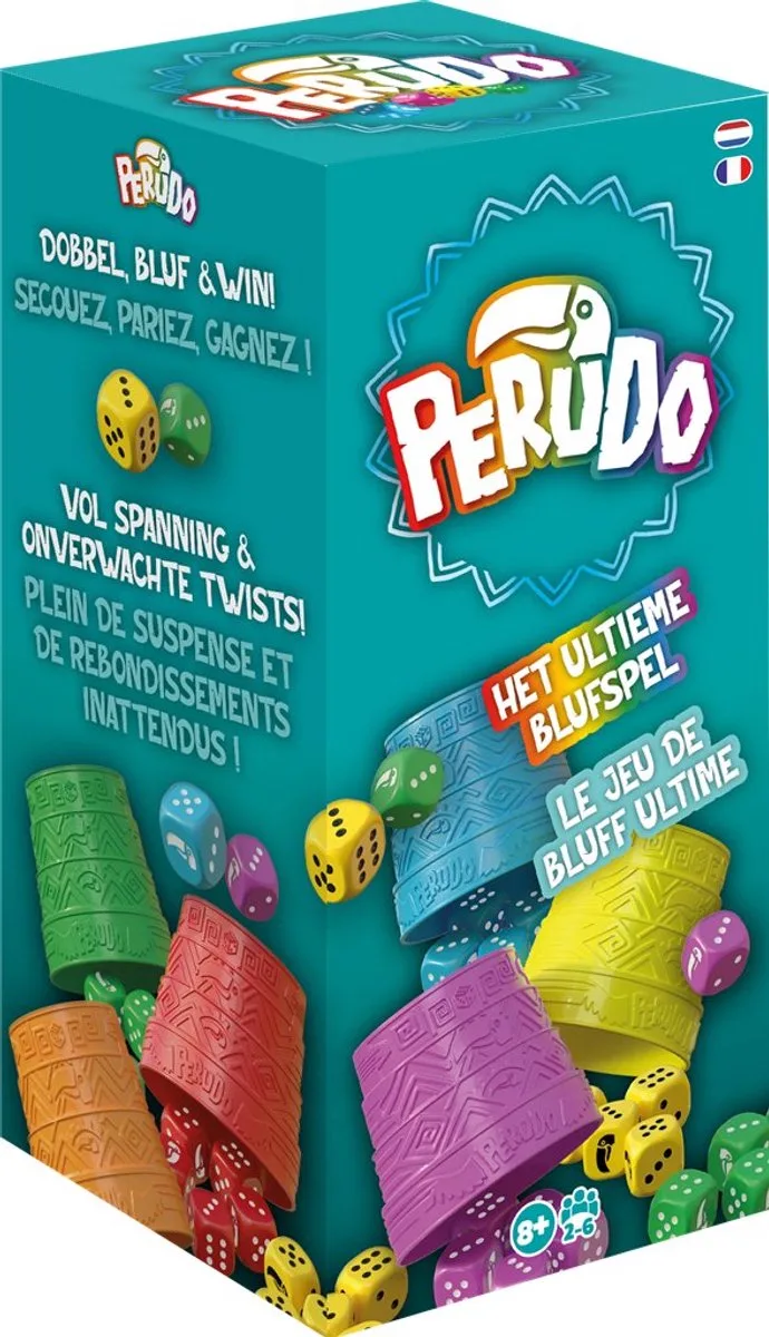 Perudo - Dobbelspel - Bluffen & Strategie - Gezelschapsspel voor 2 tot 6 spelers from Zygomatic, Multikleur edition – box