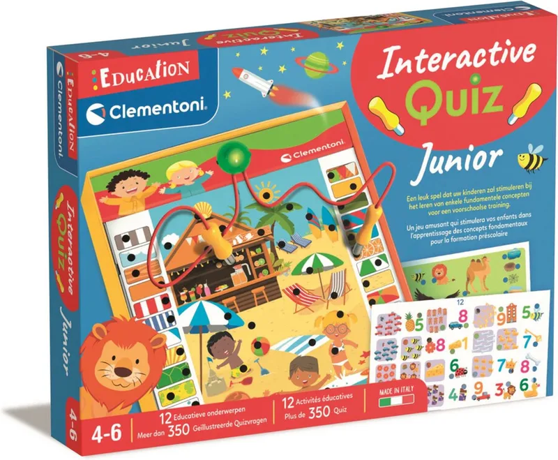 Education Clementoni - Interactive Quiz Junior - Educatief Speelgoed - Kleuter Speelgoed - 4+ Jaar de Clementoni, édition Multicolore – boîte