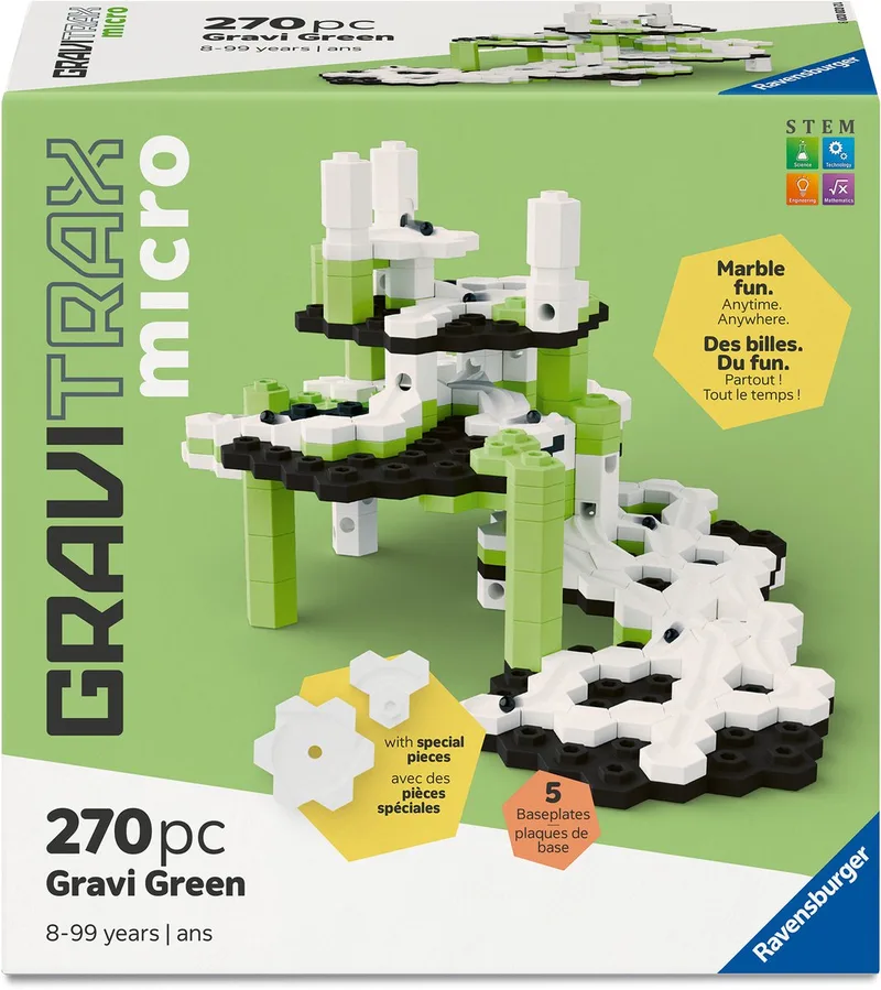 GraviTrax micro - Knikkerbaan - 270 onderdelen de Ravensburger, édition Gravi Green – boîte