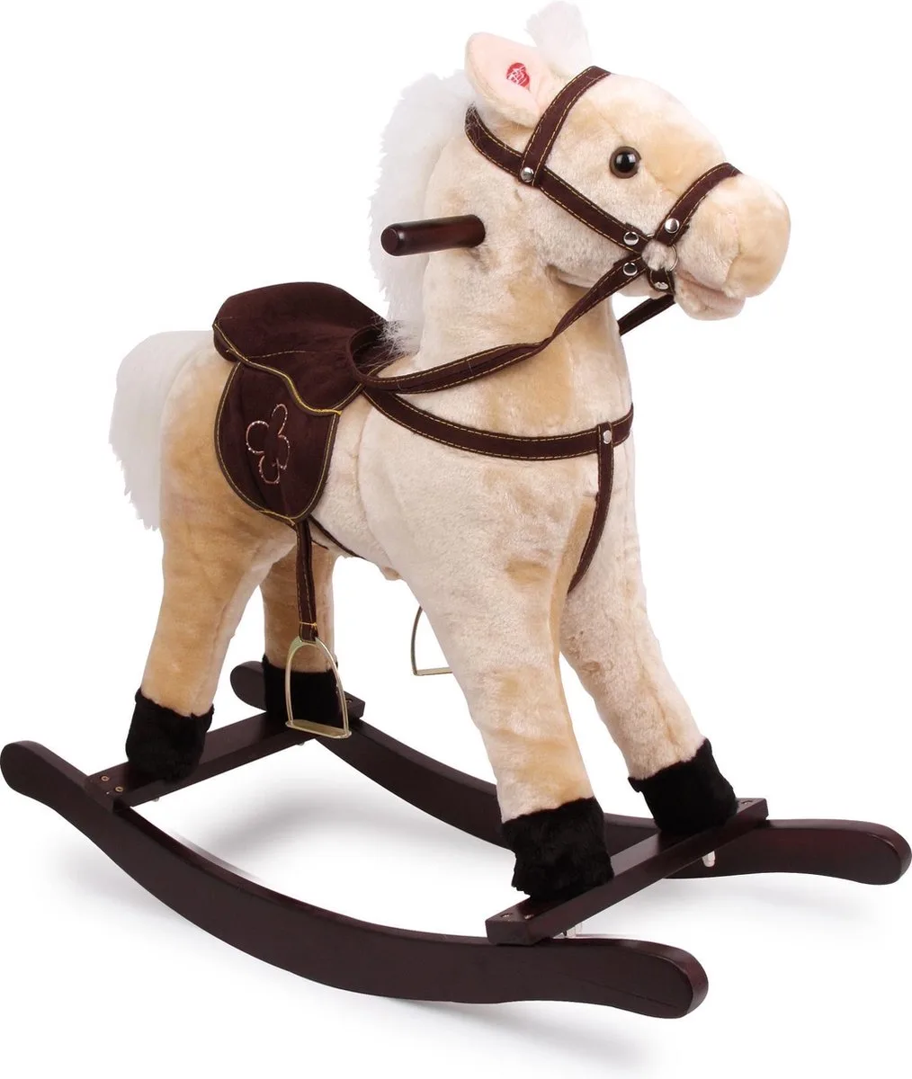 Houten Schommelpaard Pluche Shaggy von small foot, Ausgabe Braun – Schachtel